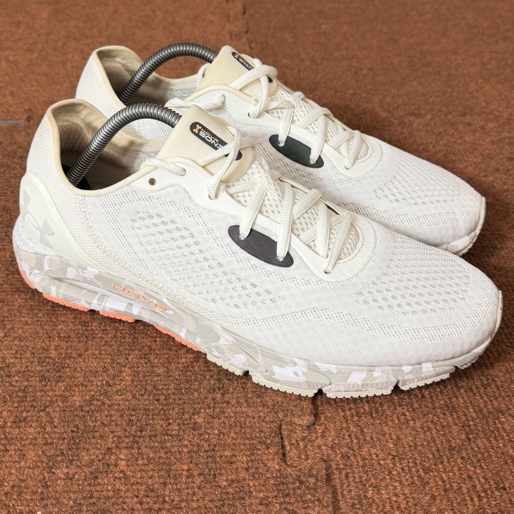 Under Armour HOVR Sonic 5 Mens Running Shoes White Grey Orange 3026096-100 11.5